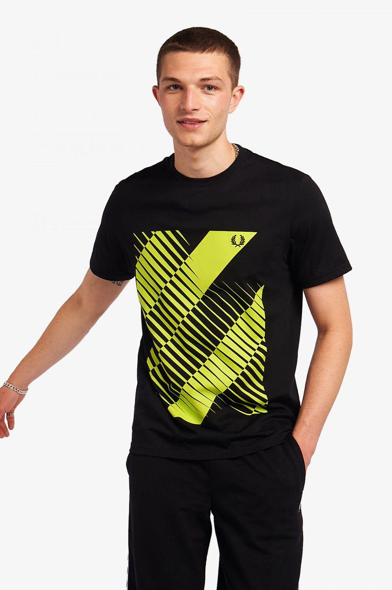 Black Fred Perry Sound Wave Graphic Men's T Shirts | PH 1765LISH